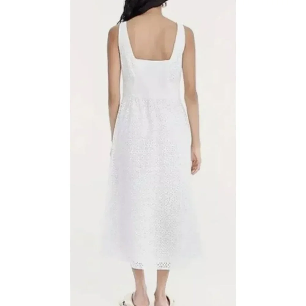 NWT J.Crew Button-Front Sleeveless Midi Dress White Cotton Summer Eyelet-sz 10 P